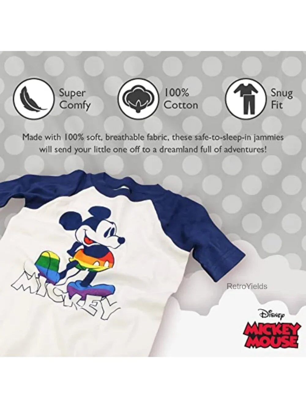 Disney Cotton Pajama Set 2-Piece Snug-fit Kids Holiday Sleepwear
